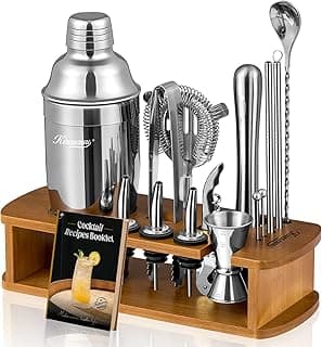 KITESSENSU Cocktail Shaker Set Bartender Kit with Stand | Bar Set Drink Mixer Set with All Essential Accessory Tools: Martini Shaker, Jigge...