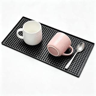 XieNie Bar Mat, 6" x 12" Black Small Coffee Mat for Home Bar Kitchen Countertop, Non-Slip Service Spill Mat for Cocktail Bartender Accessor...