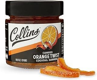 Collins Candied Fruit Orange Peel Twist in Syrup, Popular Cocktail Garnish for Skinny Margarita, Martini, Mojito, Orange Peel for Old Fashi...