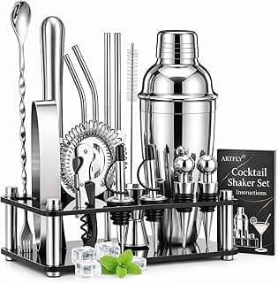 Cocktail Shaker Set, 18-Piece Bartender Kit with Acrylic Stand, 18/8 Stainless Steel Bar Set with Martini Shaker, Jigger, Muddler & Recipe...