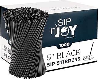 Coffee Stirrers Sticks, Disposable Plastic Drink Stirrer Sticks, 1000 Stirrers, Use It As A Coffee Straws Or A Cocktail Mixers (Black, 5-In...